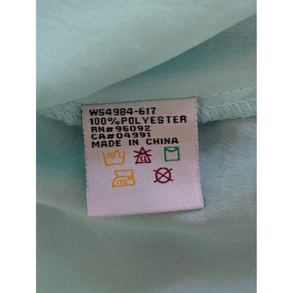 Willi Smith Light Blue Ruffled Peasant Blouse Peplum Top 3/4 Sleeve Medium - Picture 5 of 5